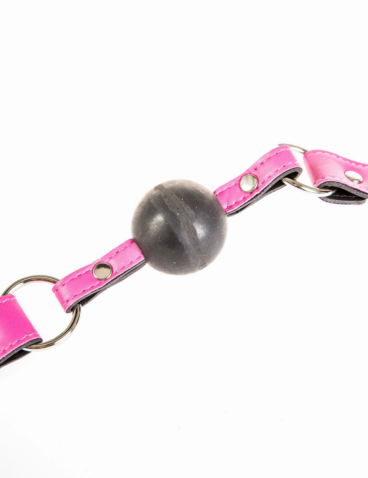 Pink Leather Ball Gag with a Black Ball