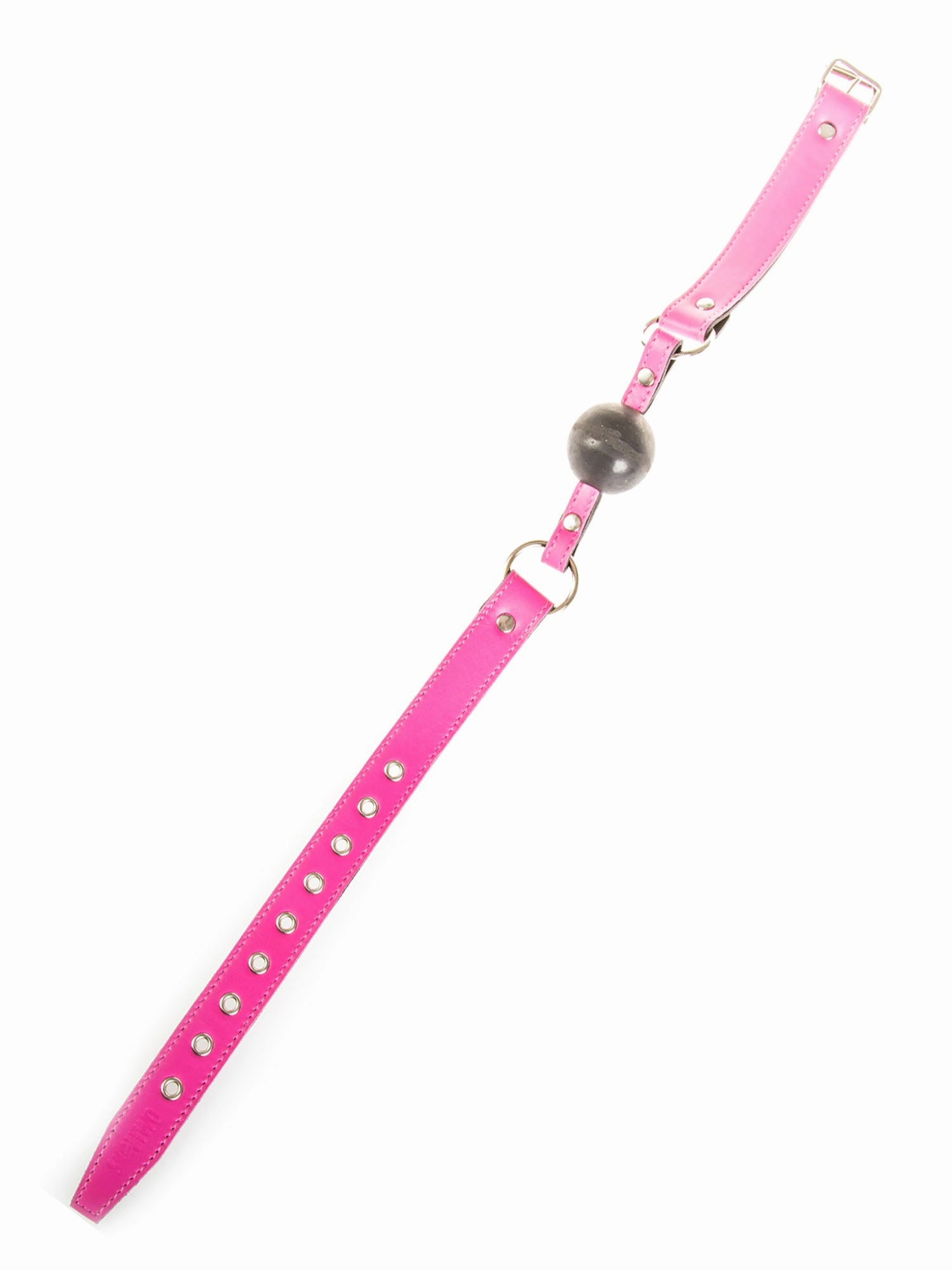 Pink Leather Ball Gag with a Black Ball