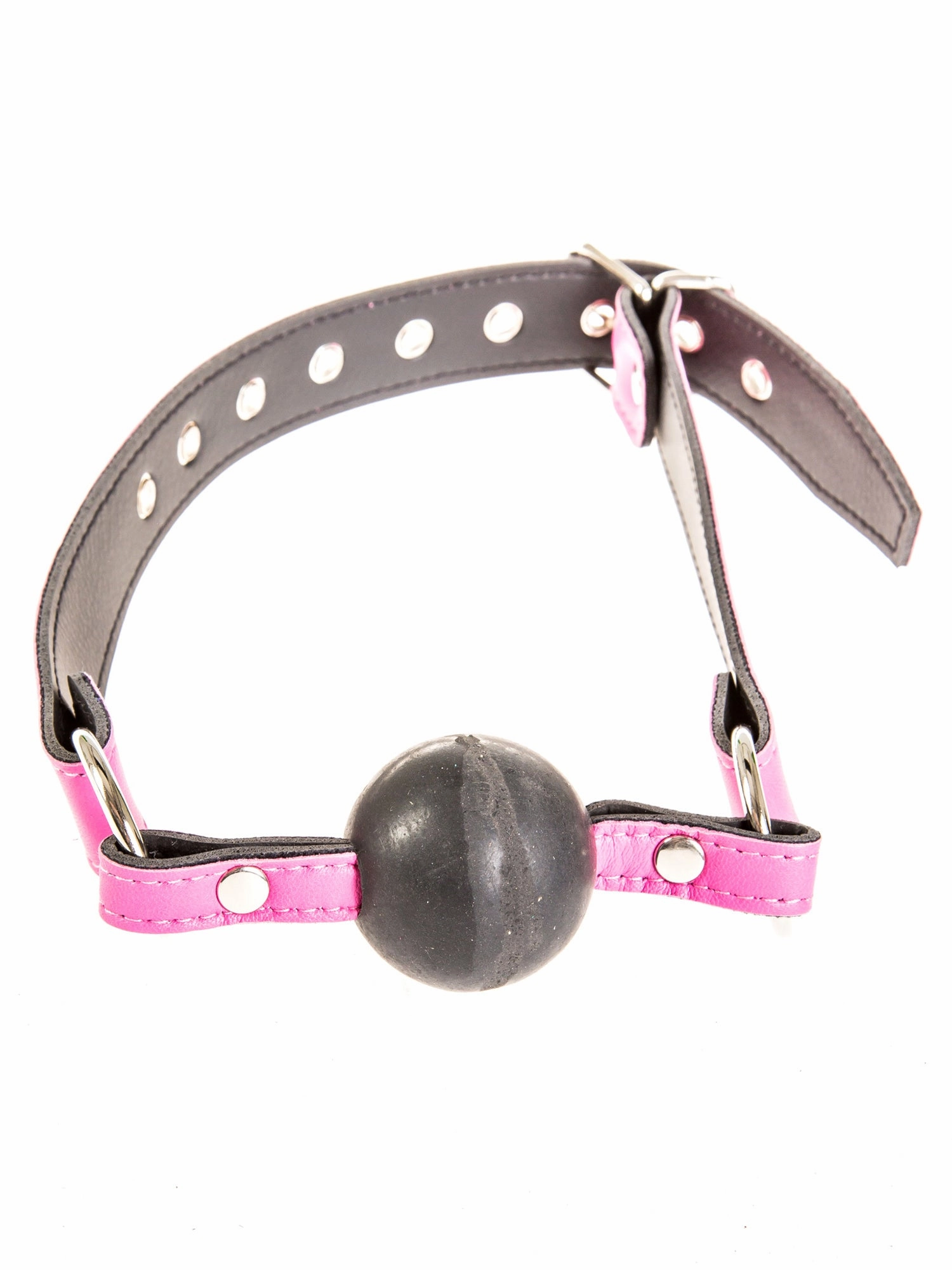 Pink Leather Ball Gag with a Black Ball