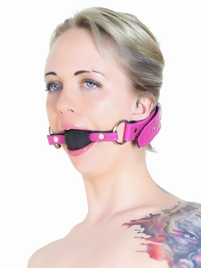 Pink Leather Ball Gag with a Black Ball