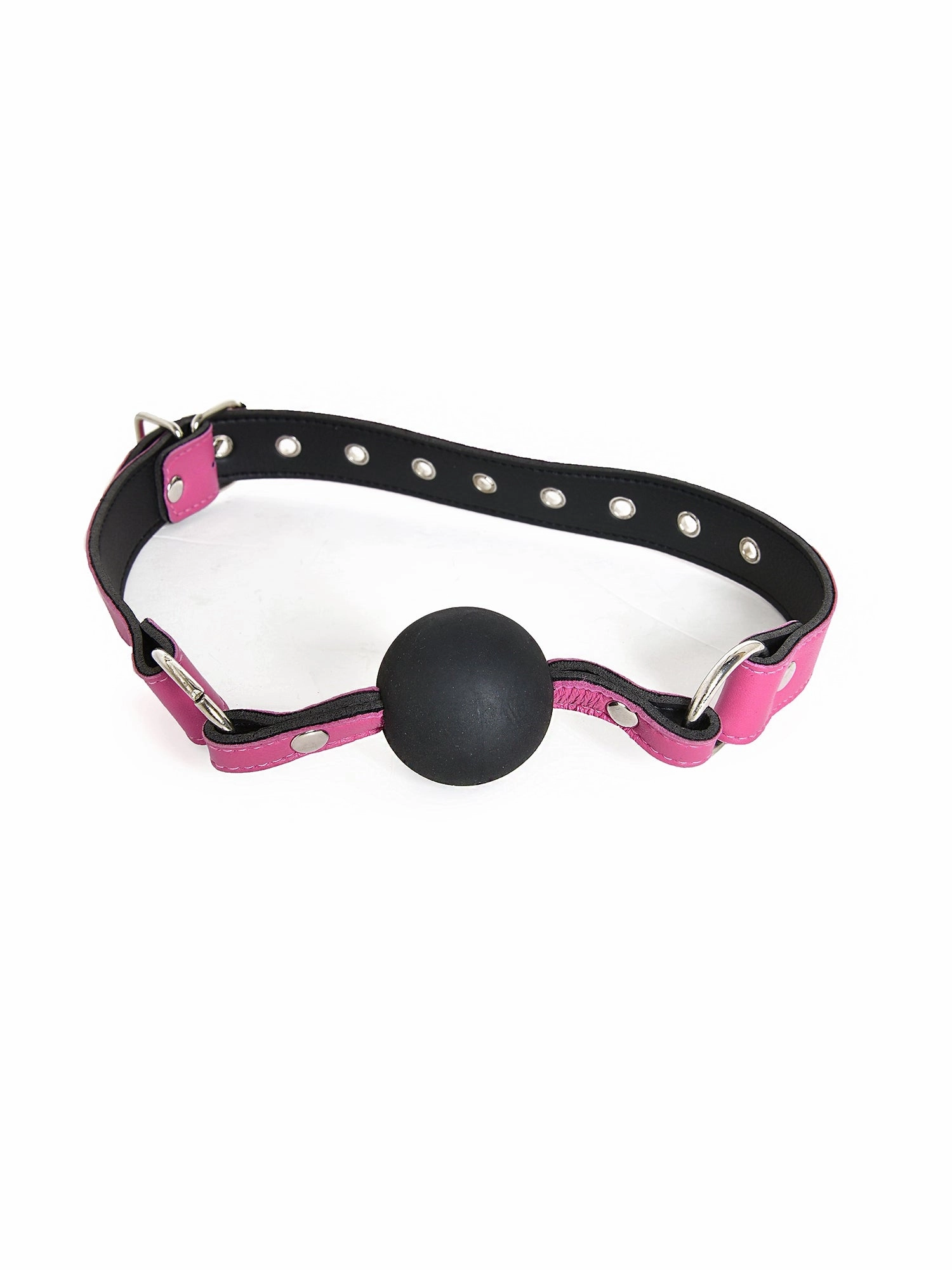 Pink Leather Ball Gag with a Black Ball