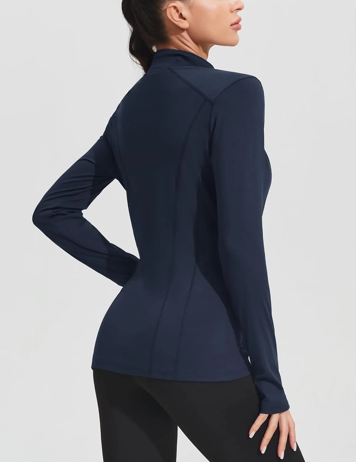 PINSPARK Women's Athletic Jackets Slim Fit Workout Jacket Full Zip Up Running Gym Yoga Sports Tops with Pockets