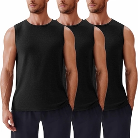 PINSPARK Men's 3 Pack Workout Tank Tops Gym Sleeveless Shirts Quick Dry Training Muscle Shirts for Men