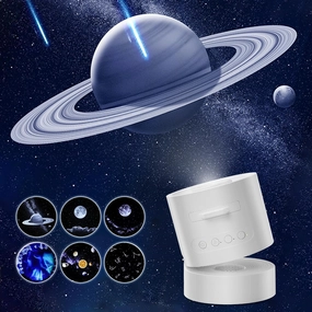 Planet Projector for Bedroom,Ceiling Night Light Projector with Bluetooth Speaker,White Noise,Timer,Rechargeable Star Mood Light with 6 Discs for Adults Kids,Party,Gift