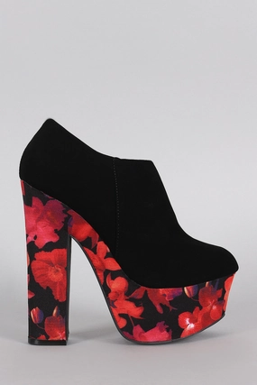 Platform Print Heeled Floral Dollhouse Booties Unbeatable price Toe Flexible Round