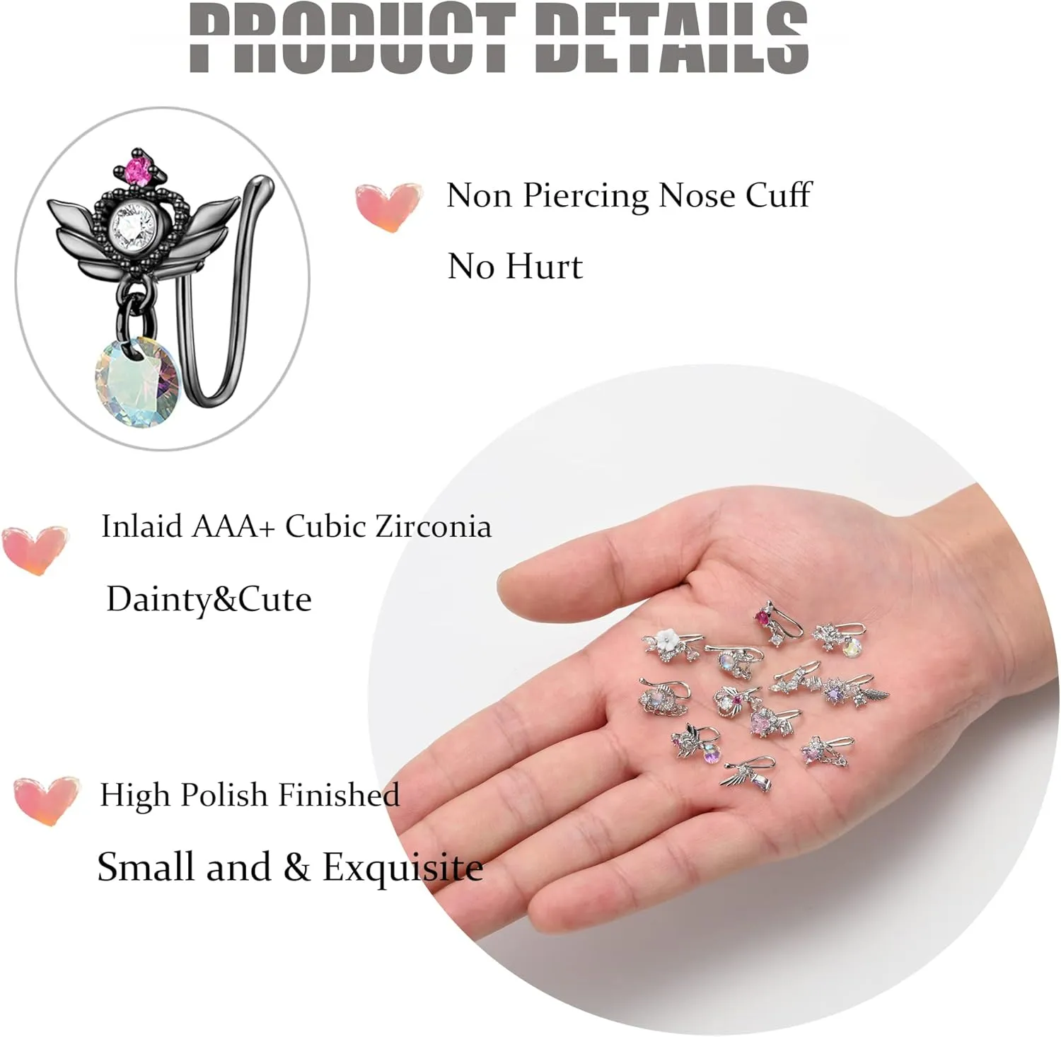 PLOMFOV 12Pcs Fake Nose Ring for Women Dangling Nose Cuffs Faux Clip on Nose Ring for Non Pierced Nose