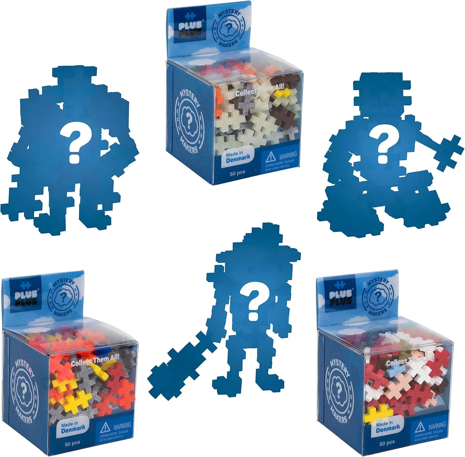 PLUS PLUS – Set of 3 Mystery Makers – Series 1, Bundle 1 – Construction Building STEM | STEAM Toy, Interlocking Mini Puzzle Blocks for Kids