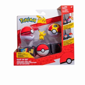 Pokemon Clip N Go Poke Ball Belt Set - Poke Ball & Repeat Ball With Pikachu