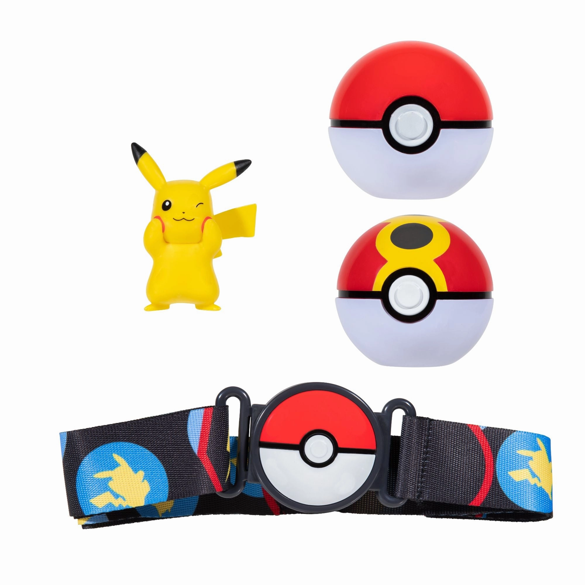 Pokemon Clip N Go Poke Ball Belt Set - Poke Ball & Repeat Ball With Pikachu