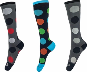 Polkadot Compression Socks (12-15 mm/Hg) | Anti-fatigue, Comfortable, Odor & Moisture Resistance - Pack of 3 Pairs