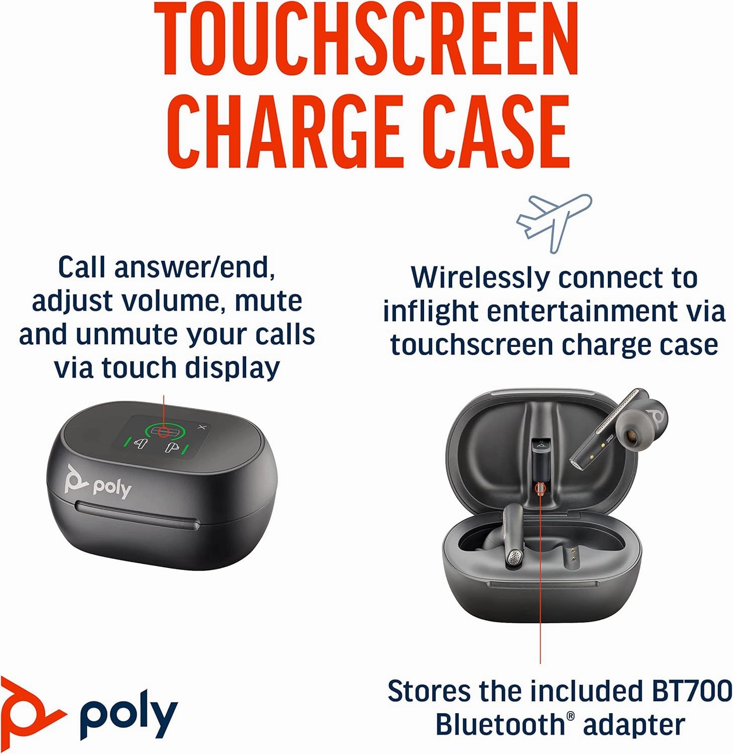 Poly Voyager Free 60  UC True Wireless Earbuds (Plantronics) – Noise-Canceling Mics for Clear Calls – ANC – Smart Charge Case w/Touch Controls–Works w/iPhone,Android,PC/Mac,Zoom,Teams–Amazon Exclusive