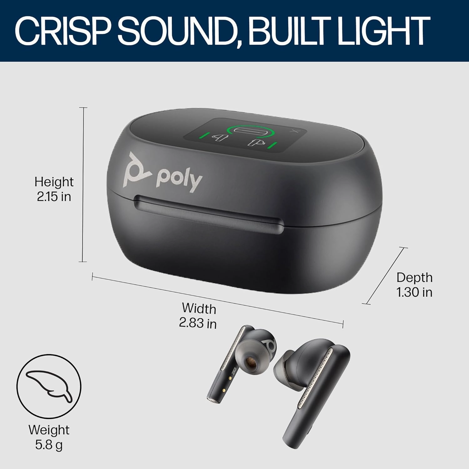 Poly Voyager Free 60  UC True Wireless Earbuds (Plantronics) – Noise-Canceling Mics for Clear Calls – ANC – Smart Charge Case w/Touch Controls–Works w/iPhone,Android,PC/Mac,Zoom,Teams–Amazon Exclusive