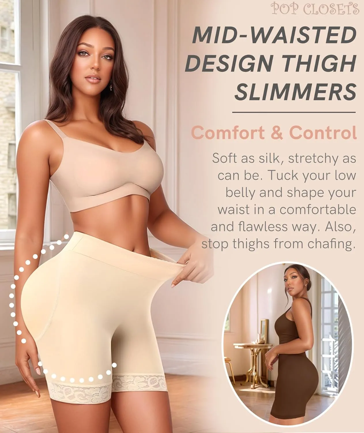 POP CLOSETS Women Butt Lifter Padded Lace Shapewear Thicker Butt Enhancer Control Panties Seamless Fake Buttock Underwear