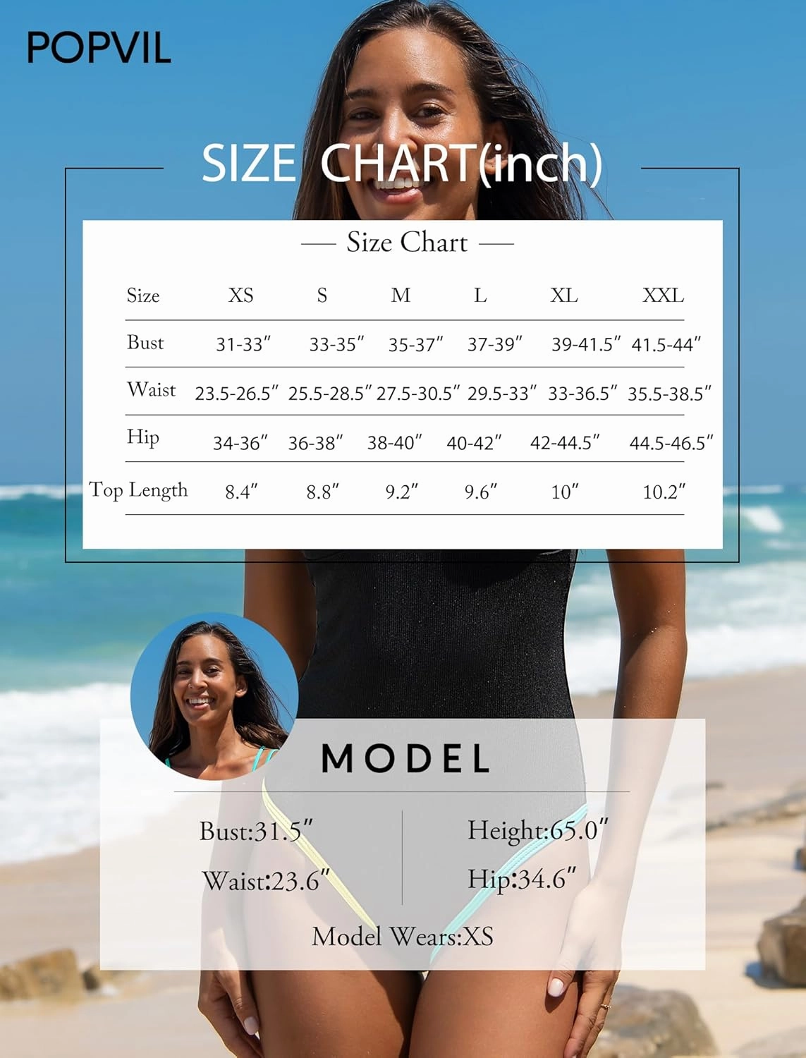 popvil Women's One Piece 2025 Tummy Control Swimsuits Neon Color Block Swimwear Deep V Neck Slimming Bathing Suit