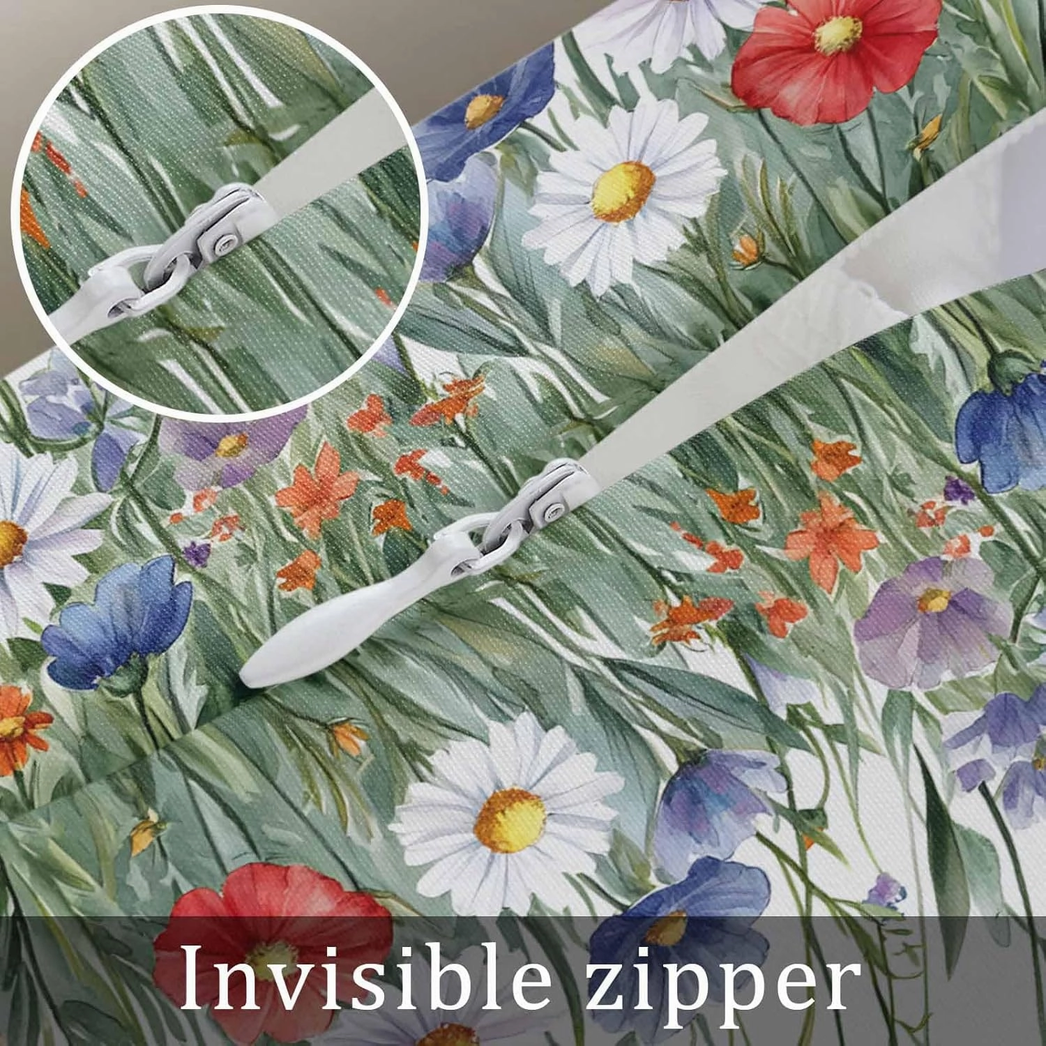 Popy Daisy Flower Pillowcase 1 Pack 16x24 Inch Wildflower Spring Summer Plant Pillow Case Soft Brushed Cloth Zipper Bed Pillow Shams for Bedroom Sofa Car