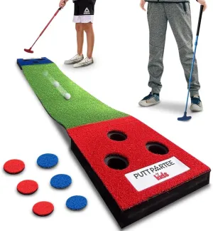 Portable Kids Pong Putting Game Set Mini Golf for Kids Fun Yard Game - Adjustable Putters, Quality Base, Real Golf Balls Perfect for Family Competitions
