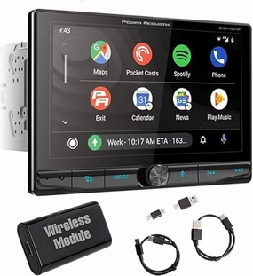Power Acoustik CPAA-70D10FW 10.6" Floating Double DIN Car Stereo with Wireless MagiCast Module - Apple CarPlay & Android Auto Head Unit with Bluetooth, Aux Input, USB, SD, AM/FM, CD DVD Player