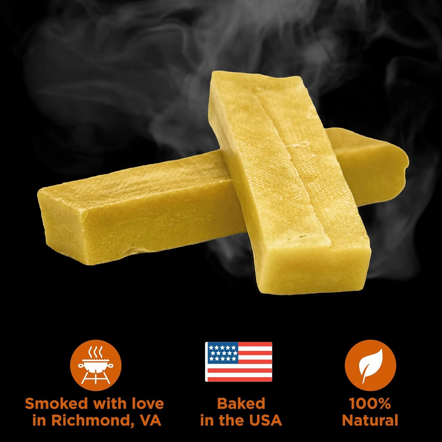 Premium Hickory Smoked Himalayan Yak Cheese - Large 4 Count (Pack of 1) - 100% Natural, No Additives, Lactose-Free, Vegetarian, Long-Lasting
