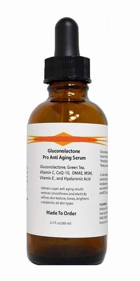 Pro anti Aging Serum with Gluconolactone and Hyaluronic Acid (2.3oz, Pump Dispenser)