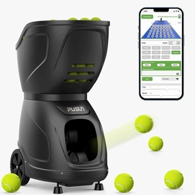 PT-9001 Tennis and Padel Ball Machine - Portable, Programmable Training Equipment with Remote Control, Adjustable Speed & Spin, High Capacity, Battery Operated, Ideal for Beginners & Pros