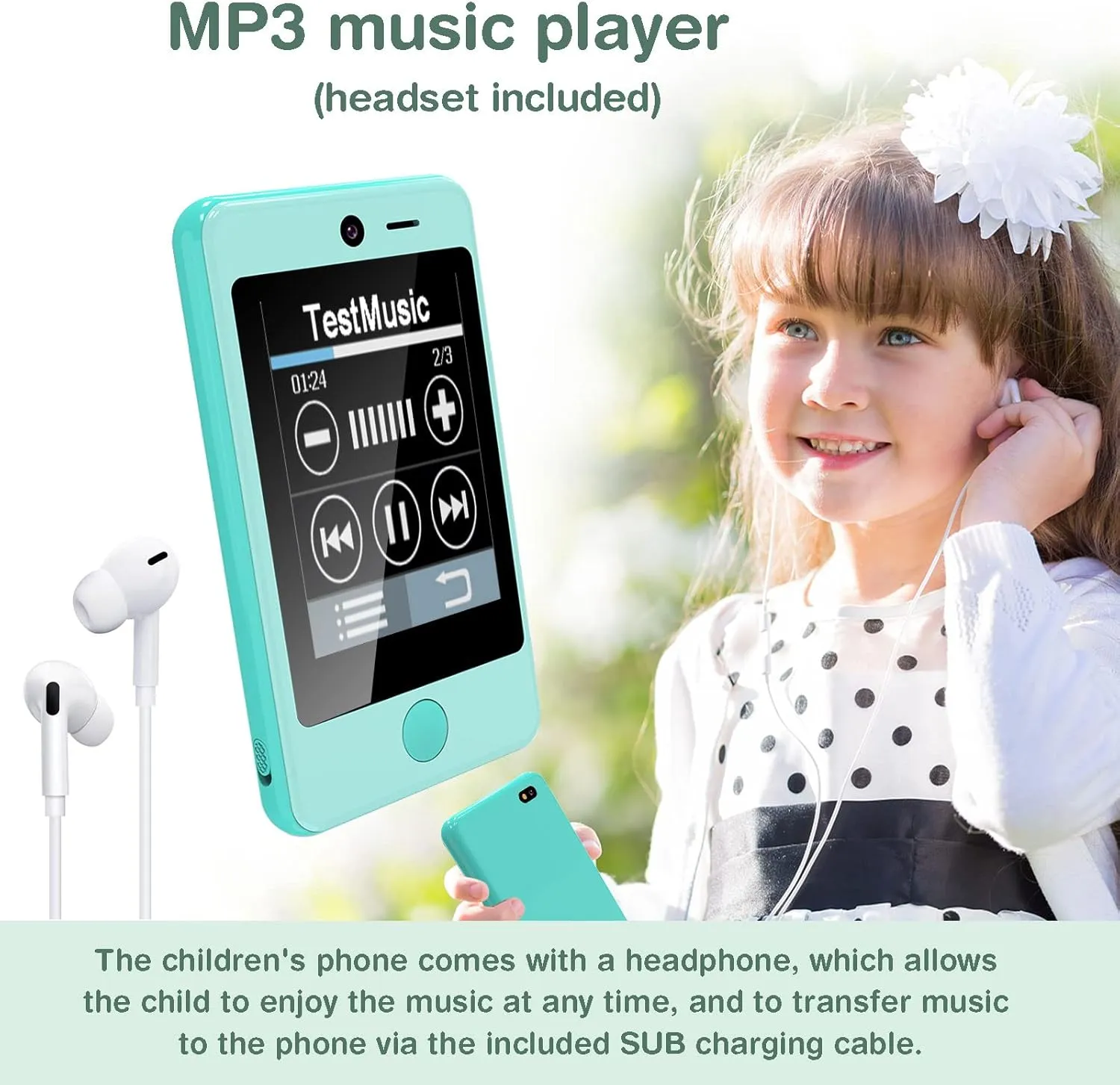 PTHTECHUS® Kids Phone Toy for Boys Girls, 3.8 "Touch Screen Toddler Smartphone with Fun Cameras 16 Games MP3 Music Player Audio Recorder Pedometer Torch Alarm Clock Children Phone for Ages 4-14