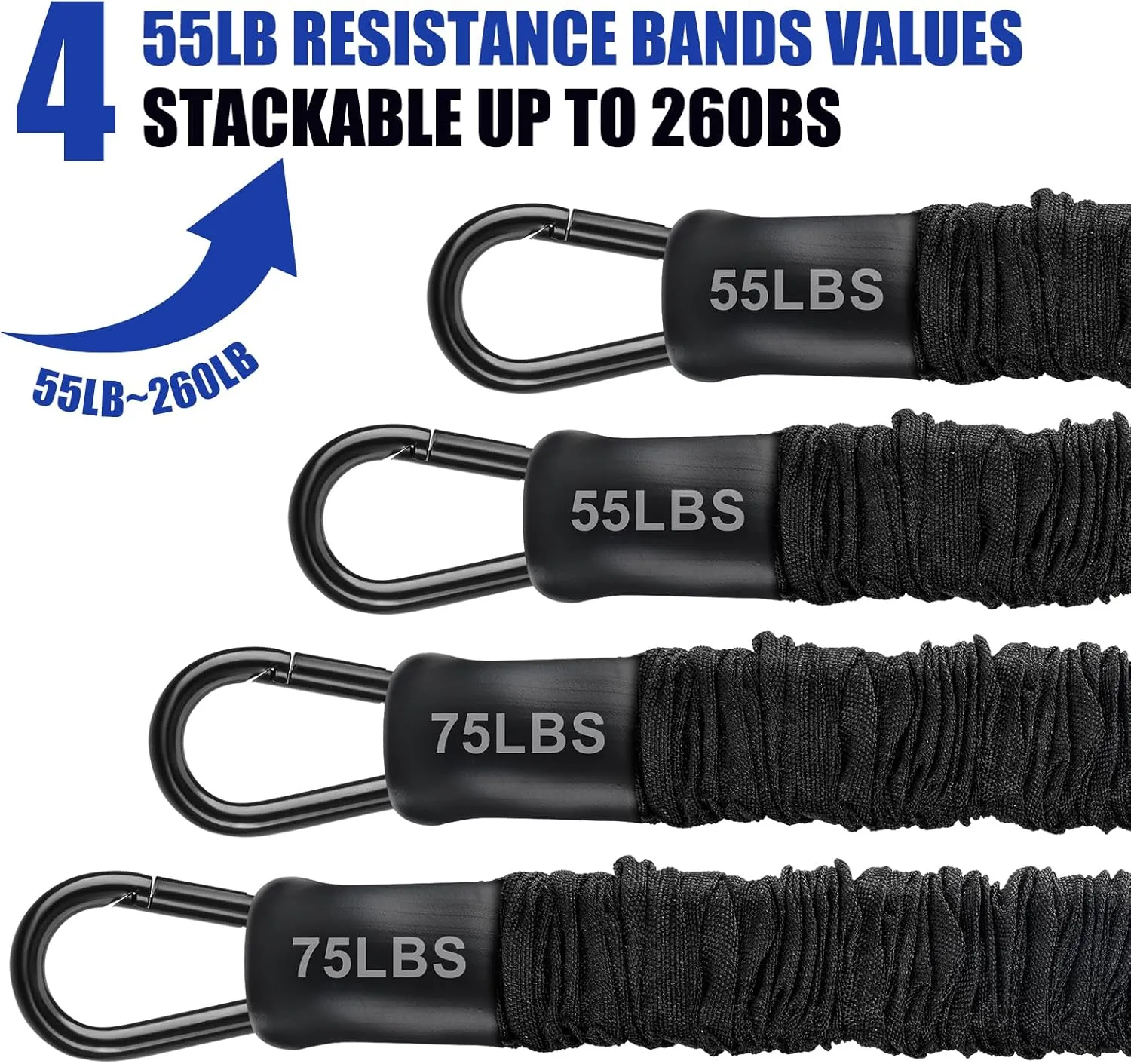 Pull Up Assistance Bands 260lbs, Heavy Pull Up Bands Resistance Bands for Pull Ups Working Out with Feet Rest, Pull Up Bar Bands Assistance Bands Strength Training Workout Equipment, Height Adjustable