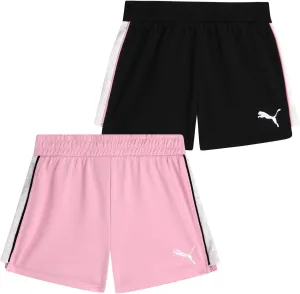 PUMA Girls' Athletic Shorts - 2 Pack Lightweight Performance Cotton French Terry Activewear Shorts (Sizes: 7-16)