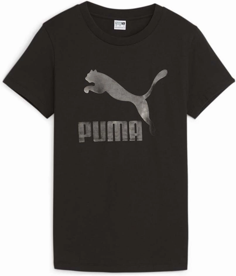 PUMA Womens Classics Logo Crew Neck Short Sleeve Casual Tops Casual - Black - Size XL