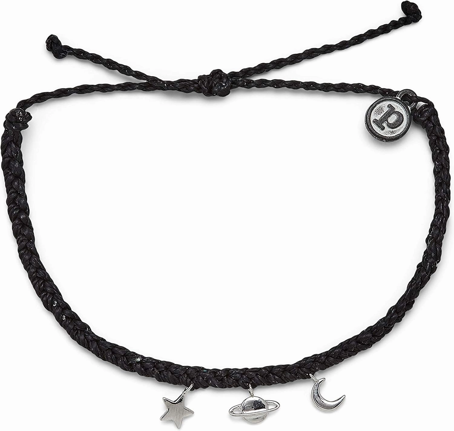 Pura Vida Silver or Rose Gold Cosmic Charms Bracelet - 100% Waterproof, Adjustable Band - Brand Charm
