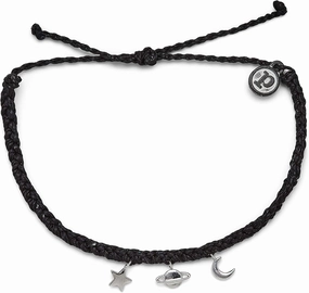 Pura Vida Silver or Rose Gold Cosmic Charms Bracelet - 100% Waterproof, Adjustable Band - Brand Charm