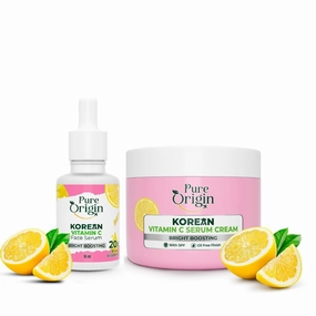 Pure Origin Korean Vitamin C Bright Boosting Serum & Face Cream | deep cleansing for Brighter, Glowing and soft skin | For Brighter, Glowing and soft skin | For women and men | For all skin type
