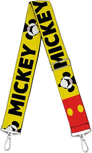 Purse Strap Mickey Smiling Up Pose Flip Buttons Yellow Black Red 2 Inches Wide