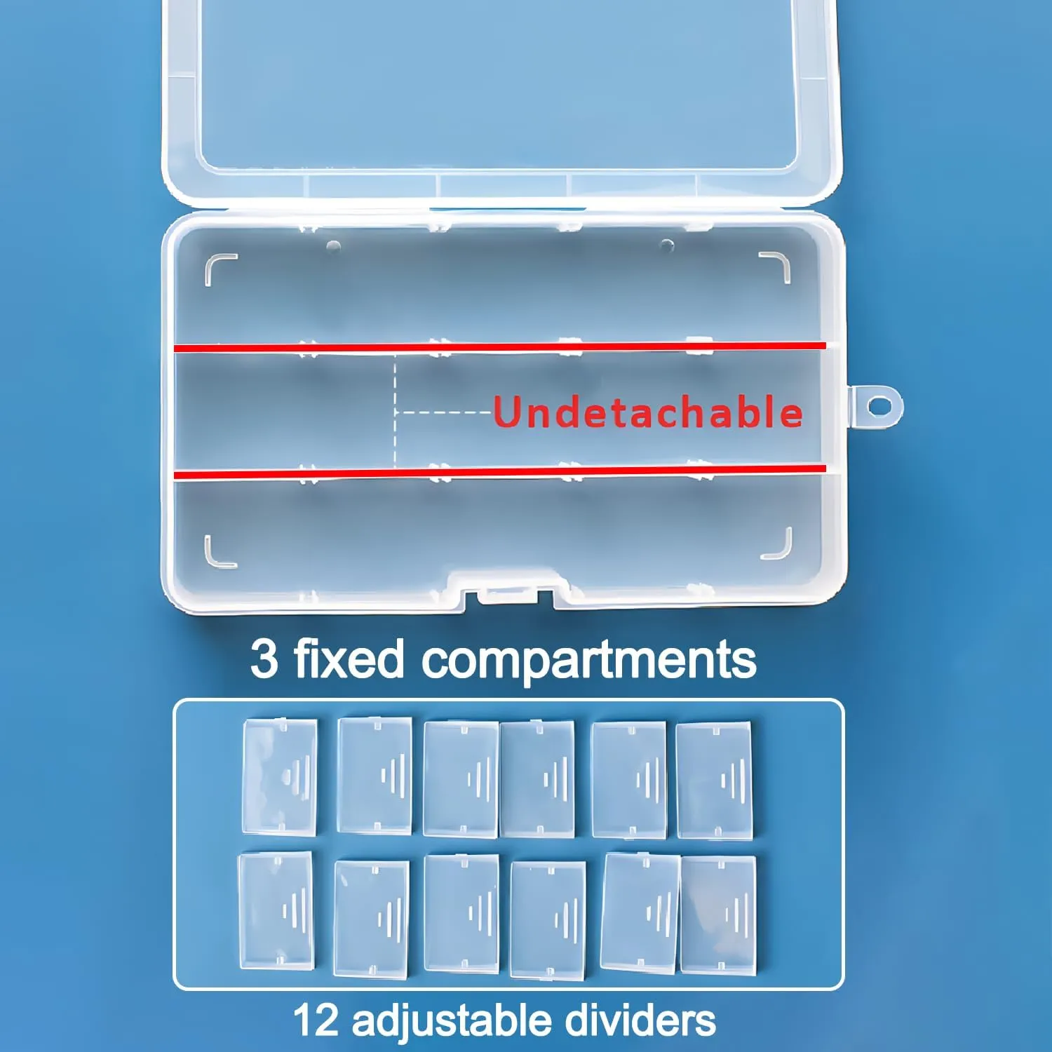 Qualsen 4 Pack Plastic Compartment Box with Adjustable Dividers Craft Tackle Organizer Storage Containers Box 15 Grid (4 Colors)