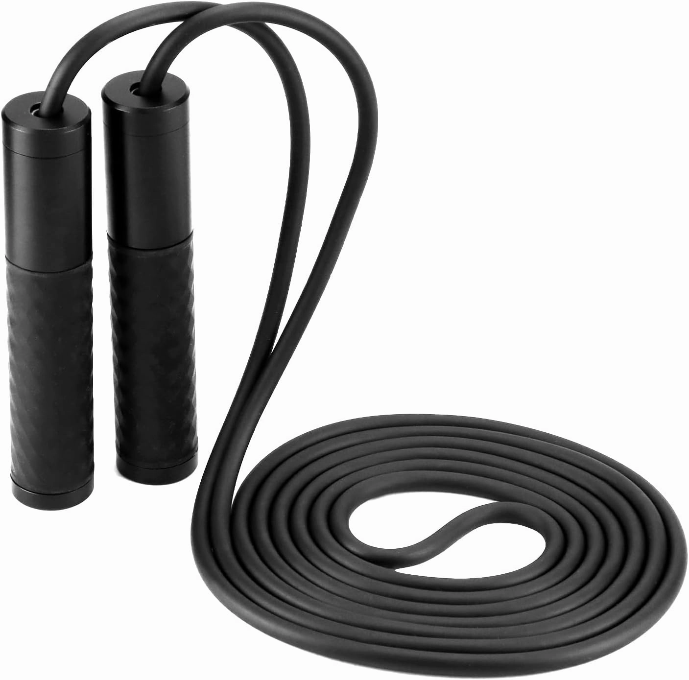 QWORK Weighted Jump Rope - Aluminum & Silicone Handles, Adjustable 1.5lbs Total Weight, Tangle-Free Speed Ball Bearing System