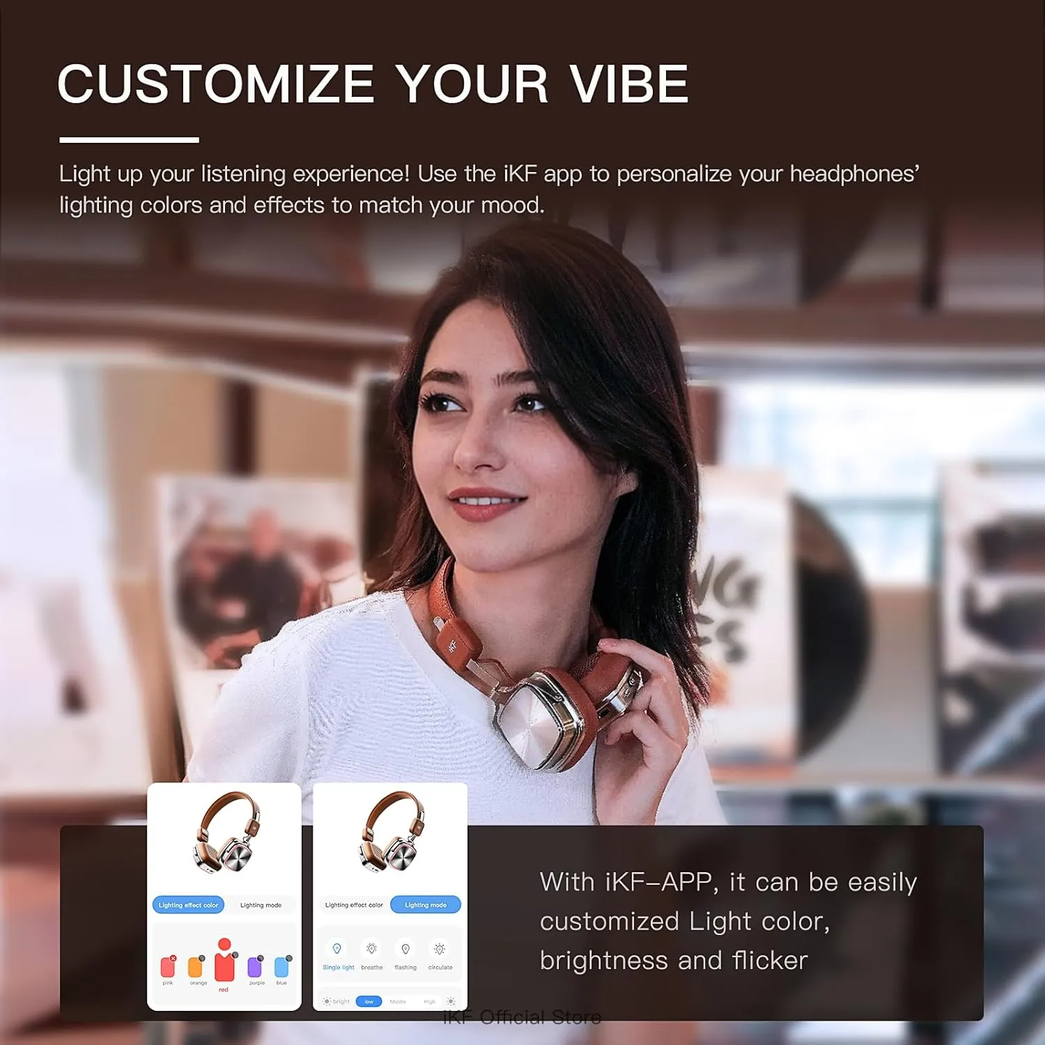 R2 Pro Retro Metal Leather Wireless Headphones with ANC -45dB, 40mm HiFi Drivers, 75H Playback, Bluetooth 5.4 & AUX, Customizable Lighting, ENC 5-Mic Clear Calls, Low Latency,App Control, Black