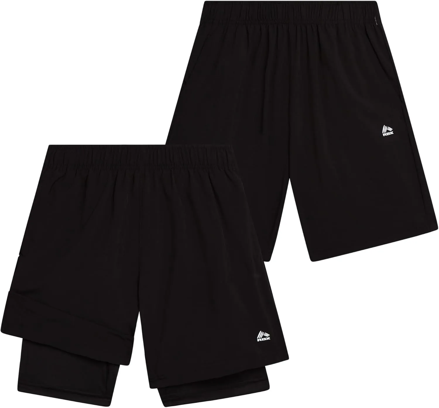 RBX Boys Athletic Shorts - 2 Pack Active Performance Base Layer Basketball Shorts for Sports, Gym and Workout (Sizes: 8-16)
