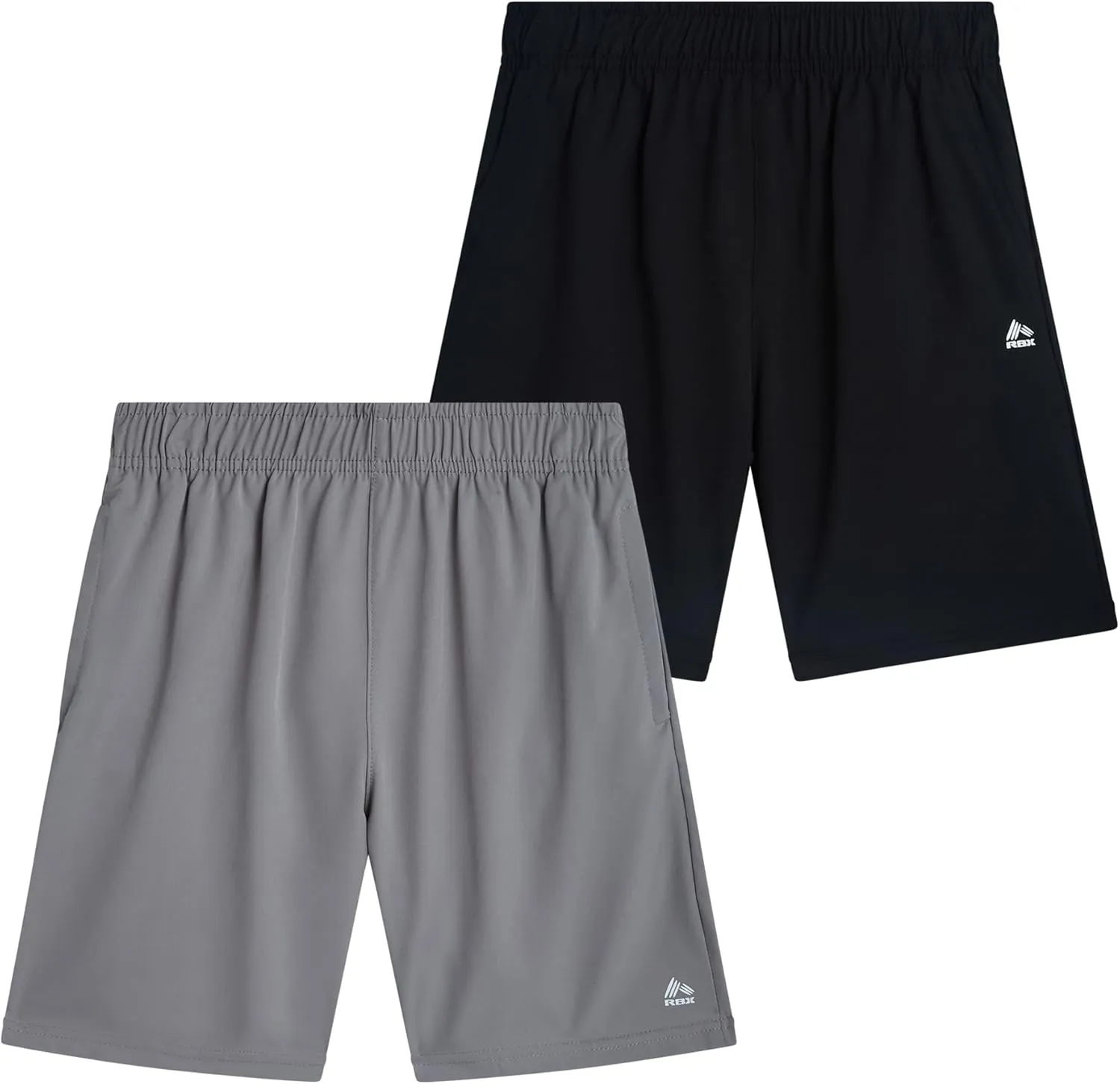 RBX Boys' Athletic Shorts - 2 Pack Active Performance Woven Shorts for Kids - Basketball Activewear Shorts for Boys (8-16)