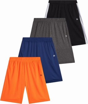 RBX Boys Athletic Shorts - 4 Pack Performance Fleece Mesh Boys Shorts for Running, Gym, Basketball and Sports (Sizes: 8-16)