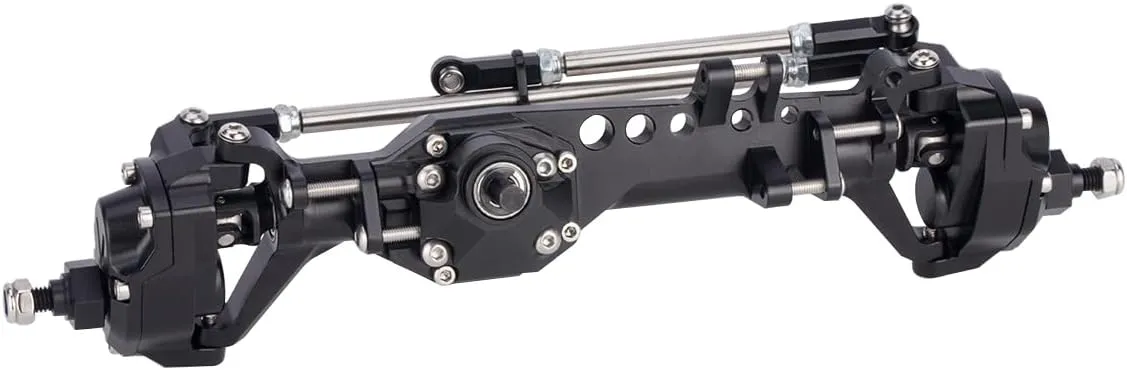RC Crawler with Machined Aluminum Front and Rear Portal Axles for Vanquish VS4-10 Phoenix F10 LCG Chassis (Black Front Axle)
