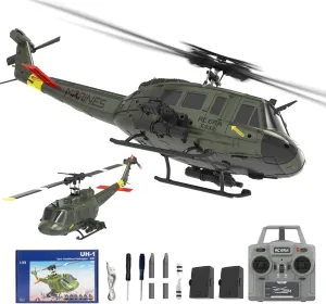 RC ERA C032 UH-1 Huey 1/48 Scale RC Helicopter for Adults, 6CH 2.4G Gyro Stabilized Aircraft with Fly Upside Down 3D Rolling & Altitude Brushless Motor -RTF/2 Battery