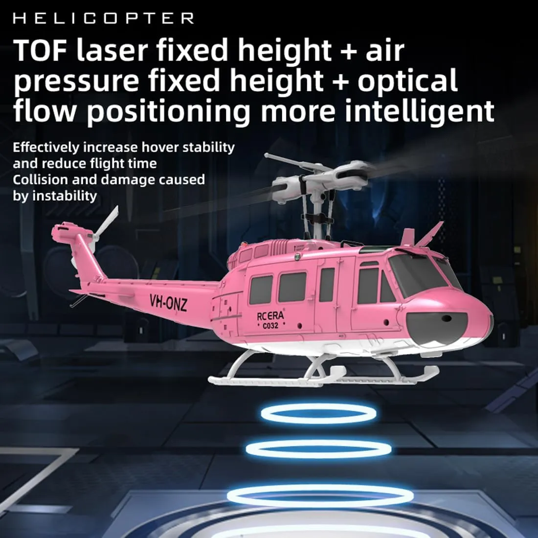 RC ERA C032 UH-1 Huey 1/48 Scale RC Helicopter for Adults, 6CH 2.4G Gyro Stabilized Aircraft with Fly Upside Down 3D Rolling & Altitude Brushless Motor -RTF/2 Battery
