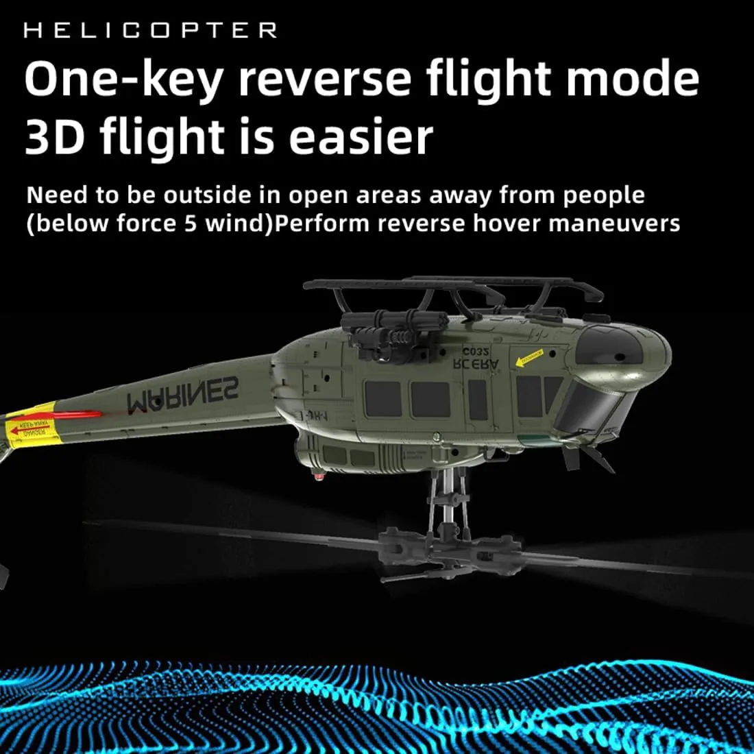 RC ERA C032 UH-1 Huey 1/48 Scale RC Helicopter for Adults, 6CH 2.4G Gyro Stabilized Aircraft with Fly Upside Down 3D Rolling & Altitude Brushless Motor -RTF/2 Battery