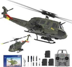 RC ERA C032 UH-1 Huey 1/48 Scale RC Helicopter for Adults, 6CH 2.4G Gyro Stabilized Aircraft with Fly Upside Down 3D Rolling & Altitude Brushless Motor -RTF/3 Battery