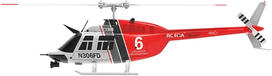 RC ERA C138 Bell 206 Helicopter, 1/30 Scale 2.4G 6CH No Aileron Remote Control Helicopter Model, 6-Axis Gyro RC Aircraft with Altitude Hold & Optical Flow Positioning (3 Battry)