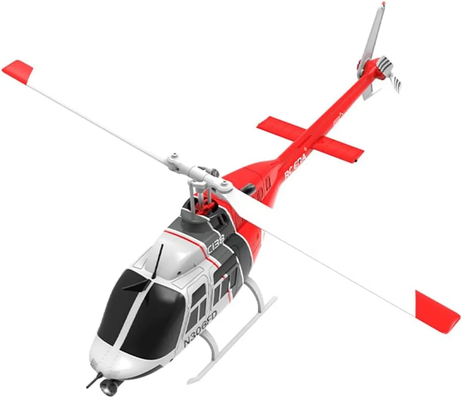 RC ERA C138 Bell 206 Helicopter, 1/30 Scale 2.4G 6CH No Aileron Remote Control Helicopter Model, 6-Axis Gyro RC Aircraft with Altitude Hold & Optical Flow Positioning (3 Battry)