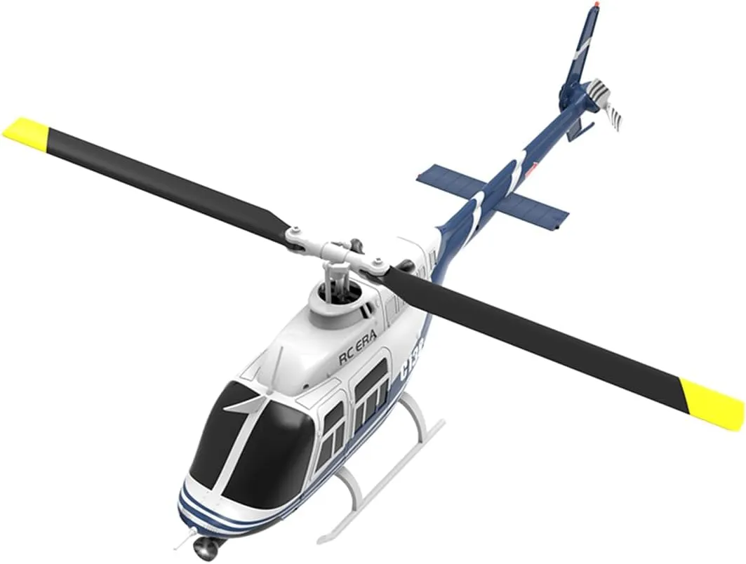 RC ERA C138 Bell 206 Helicopter, 1/30 Scale 2.4G 6CH No Aileron Remote Control Helicopter Model, 6-Axis Gyro RC Aircraft with Altitude Hold & Optical Flow Positioning (4 Battry)