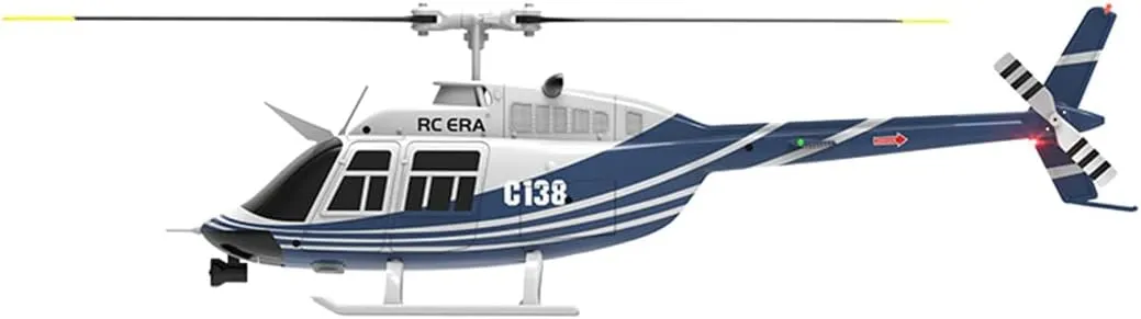 RC ERA C138 Bell 206 Helicopter, 1/30 Scale 2.4G 6CH No Aileron Remote Control Helicopter Model, 6-Axis Gyro RC Aircraft with Altitude Hold & Optical Flow Positioning (4 Battry)