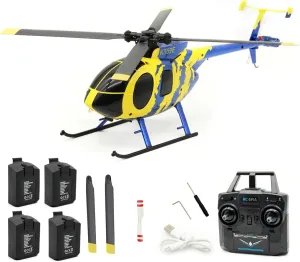 RC ERA C184 MD500 2.4G 4CH RC Helicopter with Optical Flow Sensor, Altitude Hold, Realistic Simulation, Upgraded Transmitter (Lightstream Version/4 Battery)