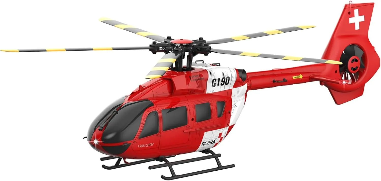 RC ERA C190 H145 150 Size Gyro Stabilized w/Optical Sensor Flow RC Helicopter - Remote Control Helicopter, RC Helicopter Kits RTF for Adults (Red)