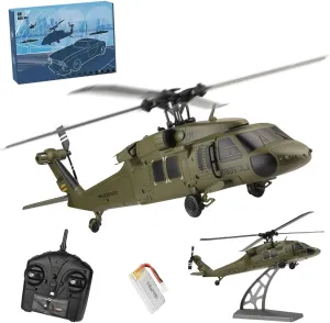RC Helicopter for Adults, K170 UH-60L 170 Size 2.4G 4CH 6-Axis Gyro Flybarless RC Helicopter with Altitude Hovering, Adjustable Left and Right Hand Throttle for Beginners (RTF Version)